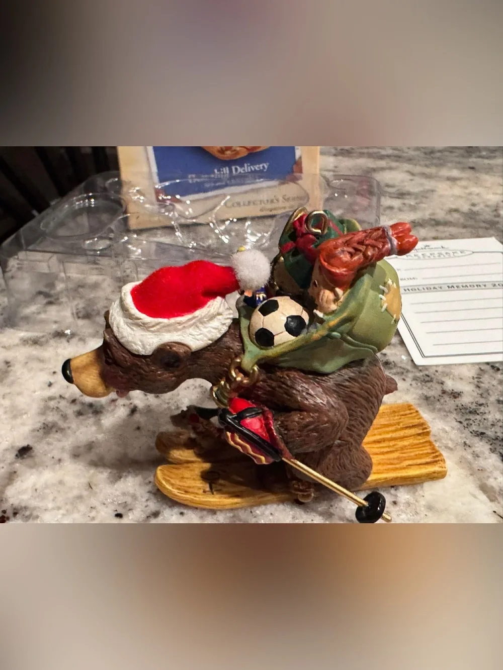 2004 Hallmark Keepsake Ornament Downhill Delivery - bear skiing